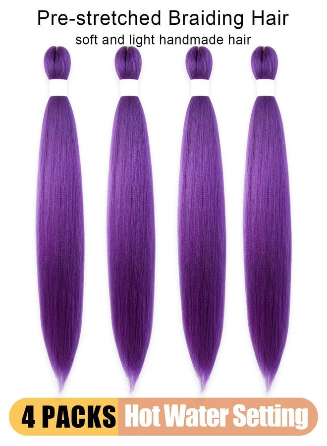 KAVSORAPI Purple Braiding Hair 36 Inch Pre Stretched Hair Long Straight Crochet Braids Yaki Texture Synthetic Fiber 4 Packs (Dark Purple) - Image 4