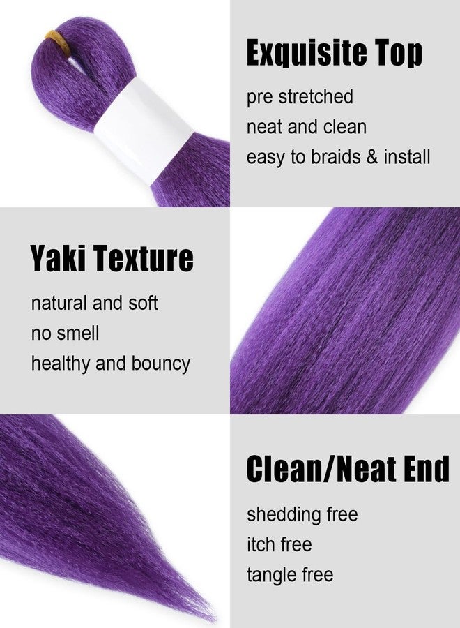 KAVSORAPI Purple Braiding Hair 36 Inch Pre Stretched Hair Long Straight Crochet Braids Yaki Texture Synthetic Fiber 4 Packs (Dark Purple) - Image 3