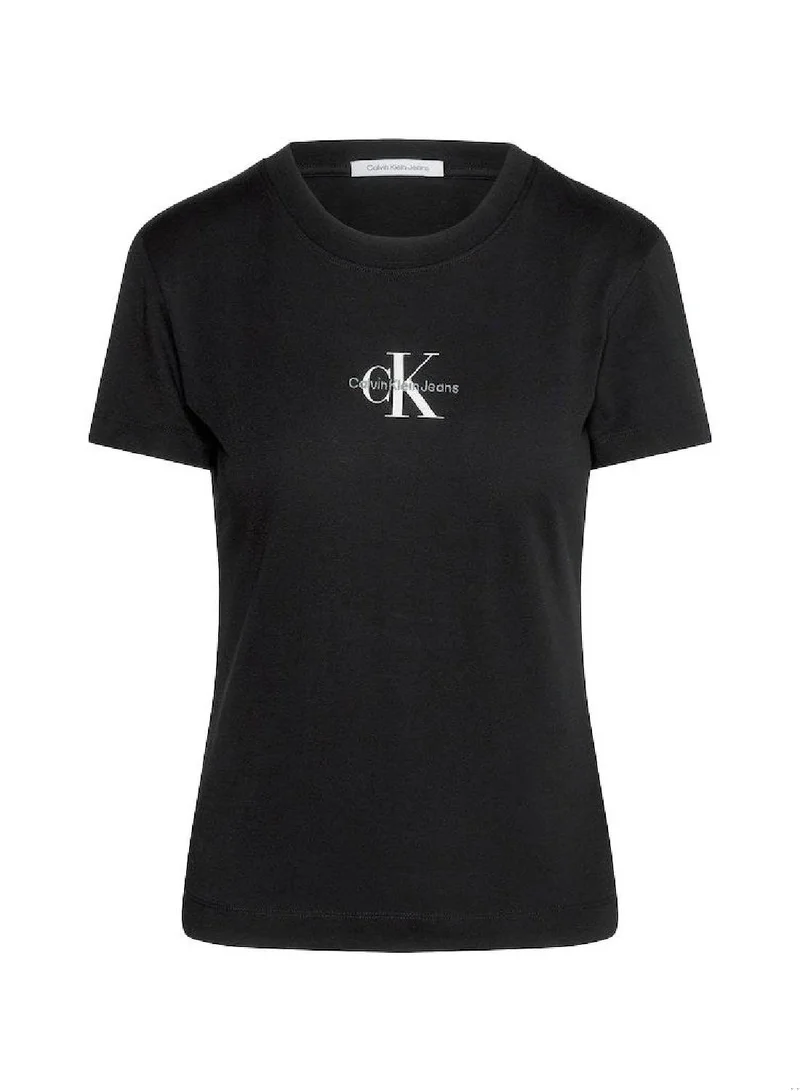 Calvin Klein Jeans Women's Slim Monogram T-Shirt -  cotton jersey, Black