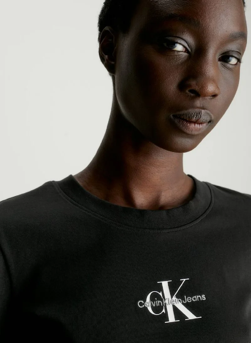 Calvin Klein Jeans Women's Slim Monogram T-Shirt -  cotton jersey, Black