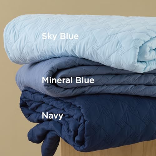 Bedsure أغطية سرير كينج من بيدشير - أغطية سرير خفيفة الحجم كينج بنمط نسج السلة، لحاف ناعم، غطاء مريح باللون الأزرق لجميع الفصول (106" x 96") - Image 3
