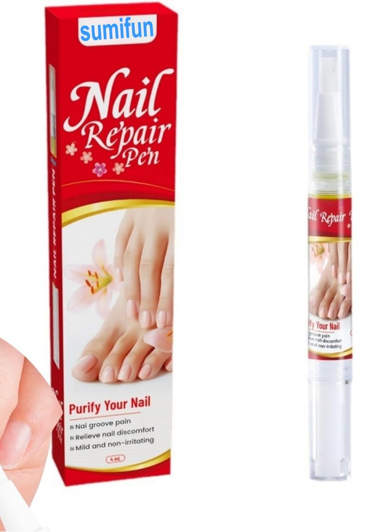 Sumifun Nail Repair Pen 4ml Antifungal Solution for Nail Repair, Targets Discoloration Gray & Black Nails, Antibacterial Pen for Nail Care, Enhances Nail Thickness & Cleanliness, Restores Healthy Nail - Image 1