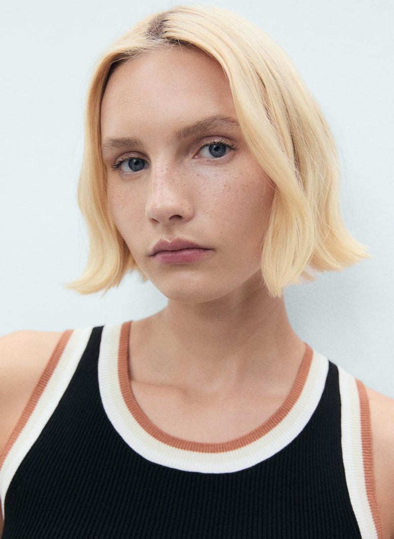MANGO Knitted Top With Contrast Details  - Image 4