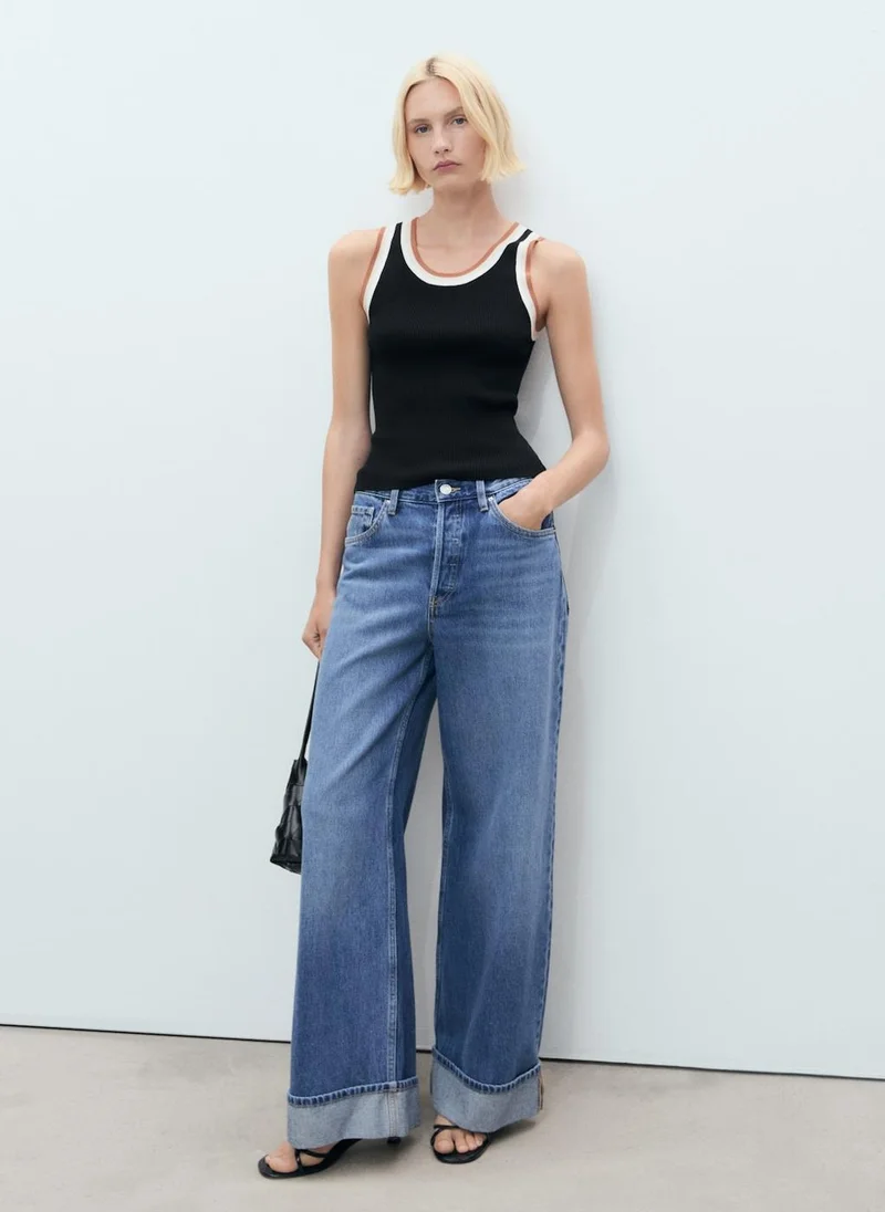 MANGO Knitted Top With Contrast Details