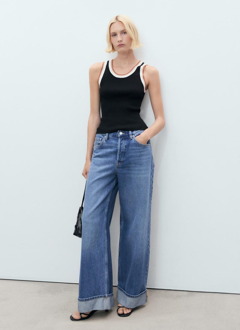 MANGO Knitted Top With Contrast Details  - Image 1