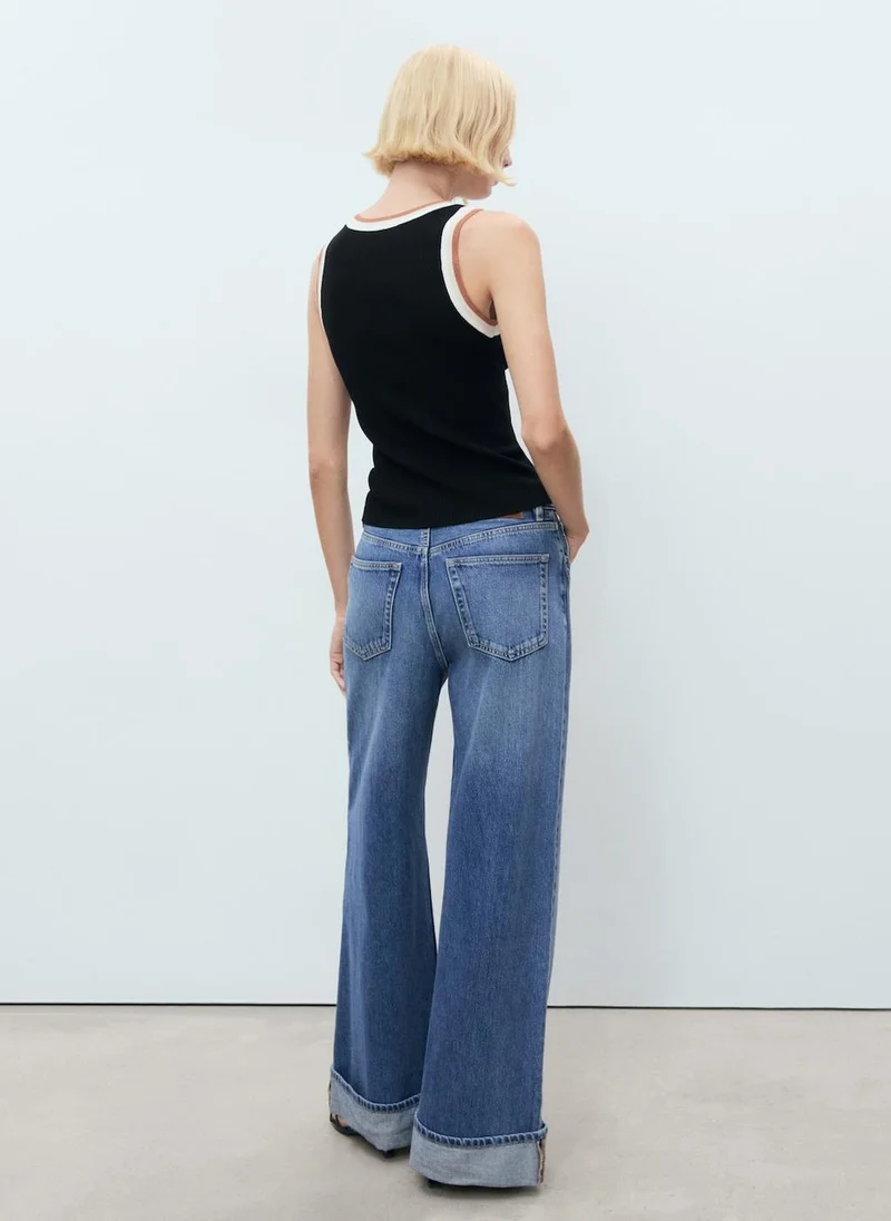 MANGO Knitted Top With Contrast Details