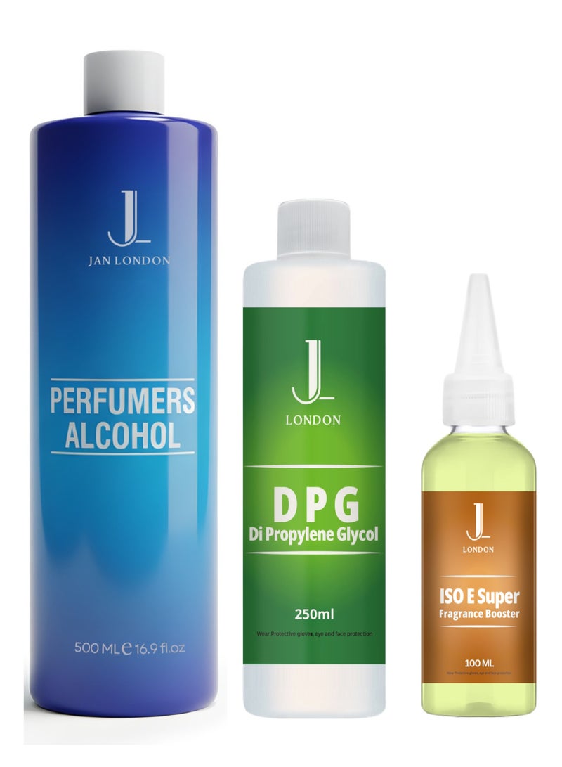 JAN LONDON Perfumer's Essentials Pack: ISOE SUPER 100ml, DPG 250ml, Perfumer's Alcohol 500ml - Enhance Fragrances with Iso E Super, Versatile DPG Solution, and Perfumer's Alcohol - Image 1