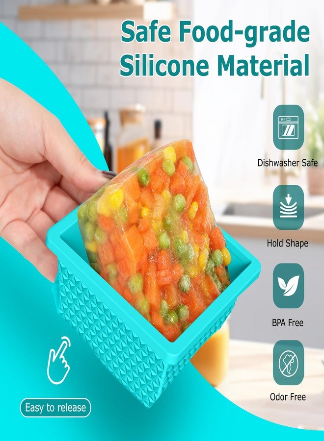 Doasuwish Silicone Freezer Tray with Lid-Stackable Soup Freezer Container Molds,2-Cup Ice Cube Trays for Perfect Portion Control,Food Storage & Meal Prep,Oven & Dishwasher Safe-4 Pack - Image 3