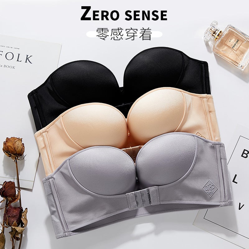 Plus Size Large Cup Qq Sugar Underwear Strapless Push-Up Adjustable Breathable Bra Front Buckle Invisible Non-Slip Bra - Image 5
