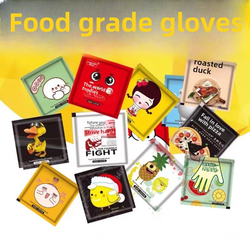 Creative Disposable Gloves, Thick PE, Eco-Friendly Mixed style [2 pcs/bag]] 