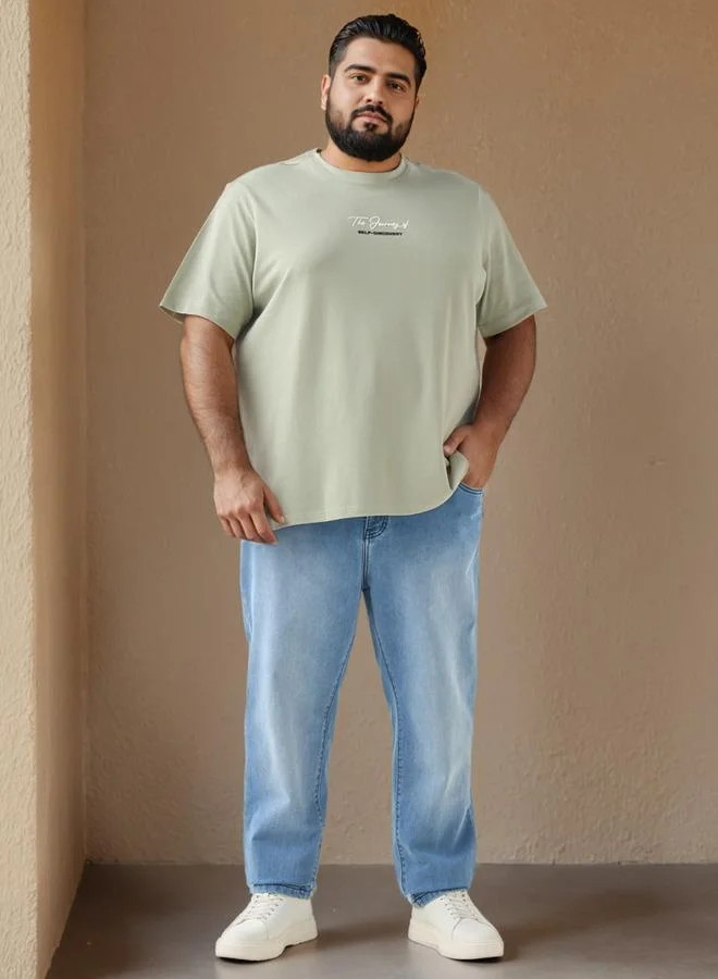 Splash FAV Plus Size Printed Core T-shirt with Crew Neck