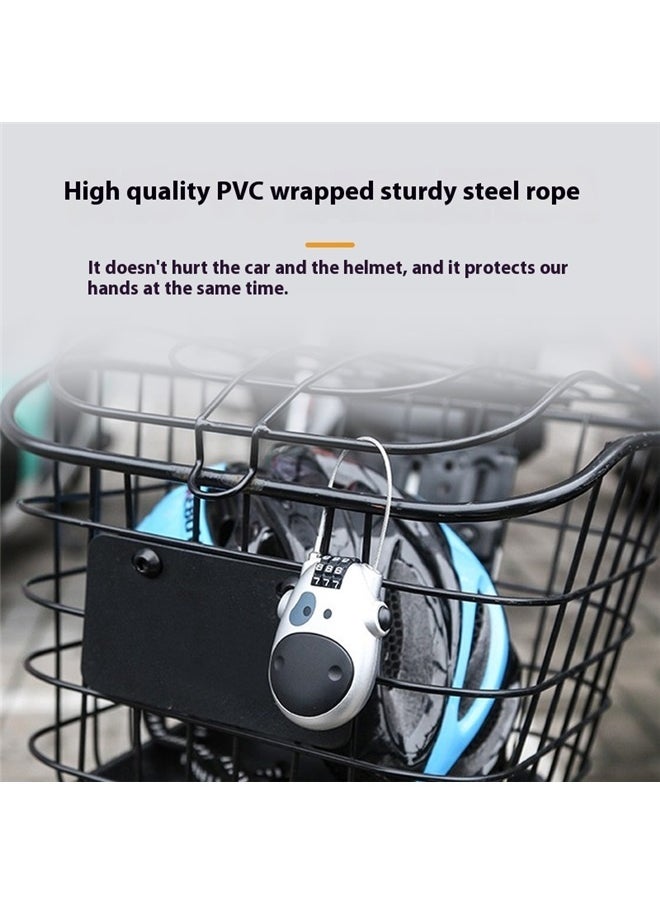yongsheng Mini Bicycle Lock ,Creative Cute Cow Digital Code Combination Password Mini Lock, Adjustable Cable Lock for Suitcase, Baggage, Cabinet, Stroller, Scooter, Skateboard, Bicycle, Travel Backpack - Silver  - Image 3