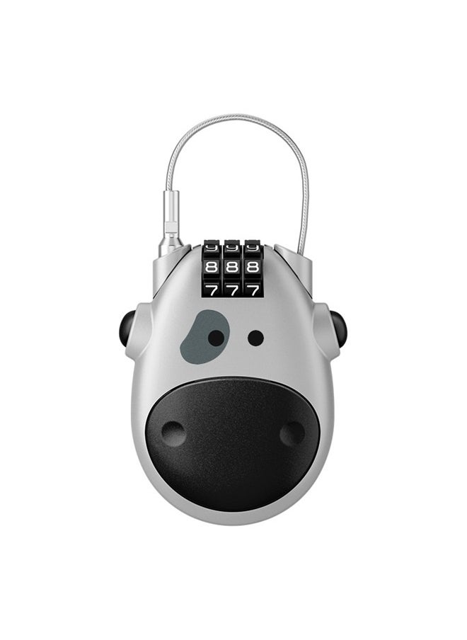 yongsheng Mini Bicycle Lock ,Creative Cute Cow Digital Code Combination Password Mini Lock, Adjustable Cable Lock for Suitcase, Baggage, Cabinet, Stroller, Scooter, Skateboard, Bicycle, Travel Backpack - Silver  - Image 1