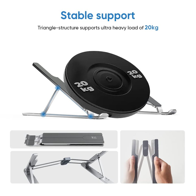 XPPen Drawing Tablet Stand for Desk,Silver Portable Holder for Graphics Tablet&Pen Display, Aluminum Computer Riser Compatible with 10 to 15.6 Inch Laptops and Drawing Tablets,Portable and Adjustable - Image 2