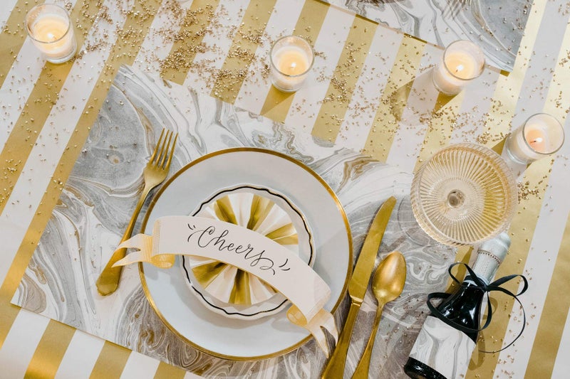 Hester & Cook Striped Table Runner - Gold Paper Table Runner for Patries or Weddings - American Made - Image 5