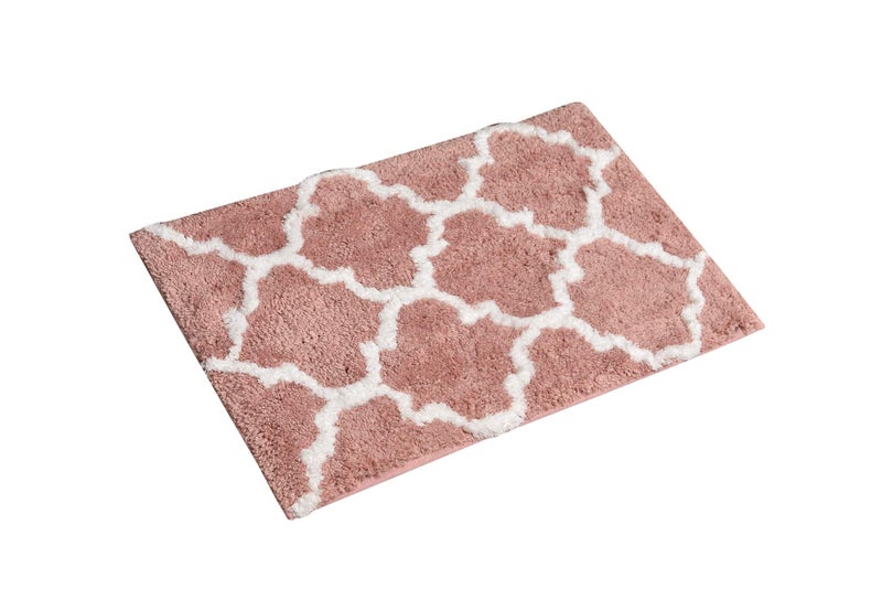AEROHAVEN™ Glorious Super Soft Microfiber Abstract Moroccan Designer Anti Slip Bathmat (Peach, 40 cm x 60 cm) - Image 2