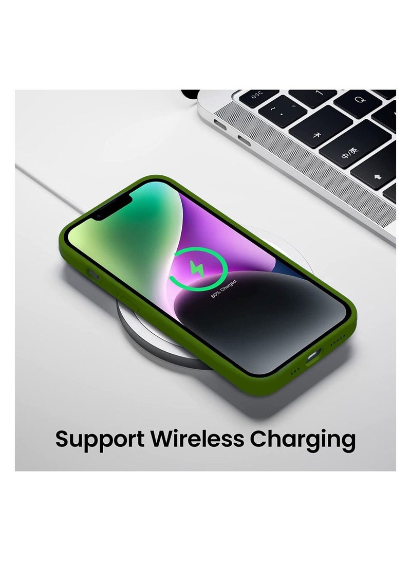 Delivus iPhone 14 Case Silicone Cover Soft Liquid Gel Rubber Cover Anti-Scratch Anti-Fingerprint Anti-Drop (Green) - Image 4