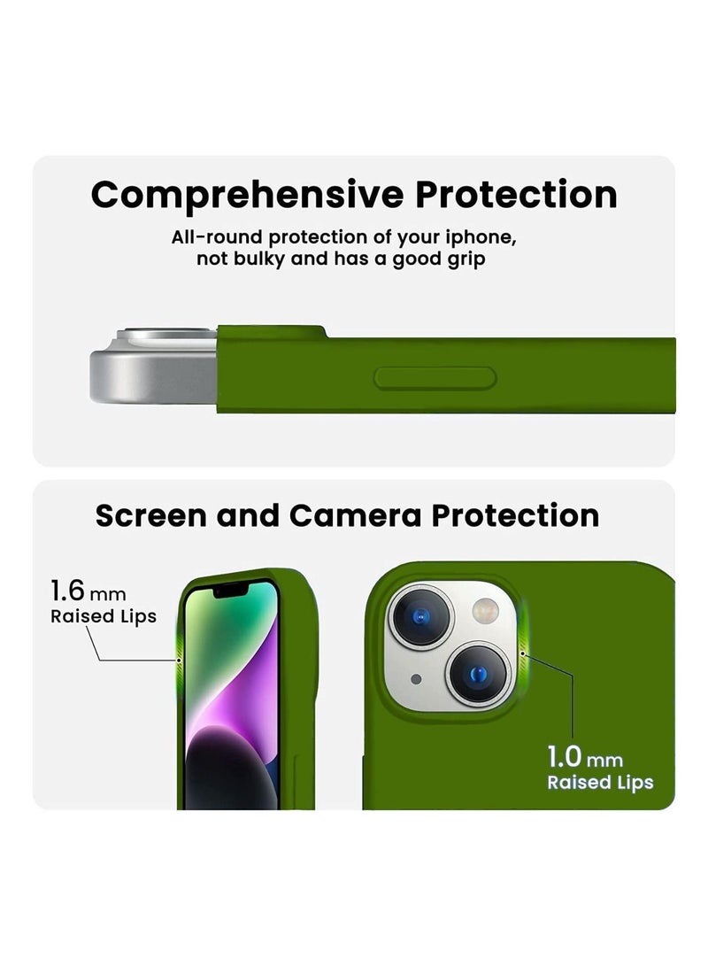Delivus iPhone 14 Case Silicone Cover Soft Liquid Gel Rubber Cover Anti-Scratch Anti-Fingerprint Anti-Drop (Green) - Image 3