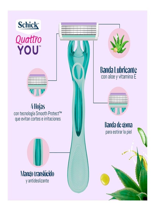 Schick Quattro You Sensitive Piece Of Mind Disposable Razor For Women, 4 Count - Image 2