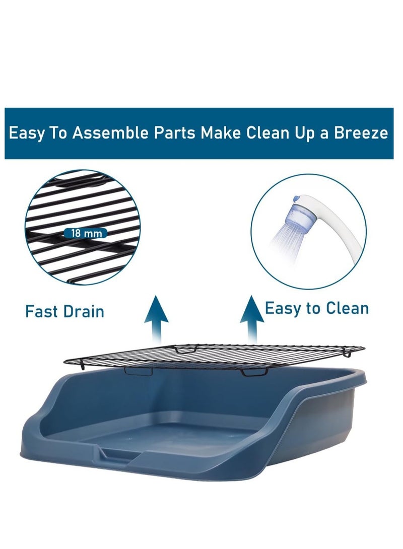 NNC PETS Pet potty training tray with Detachable stainless steel grid, Raised fence, Durable plastic, and Shovel, 53 cm Dog toilet for small to medium dogs, Ideal for Indoor/outdoor use. Easy to clean, (Blue) - Image 3