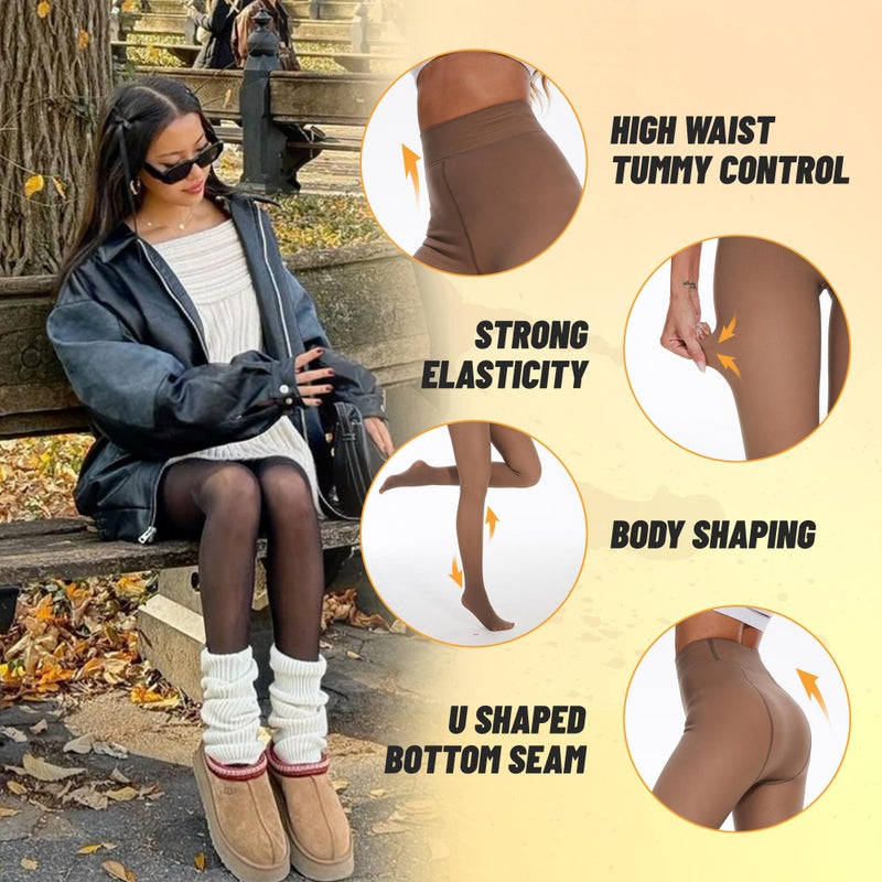 TNNZEET Fleece Lined Tights Women â€” Pantyhose Colorful Opaque Black Sheer Thermal Winter Warm Leggings Under Dress - Image 3