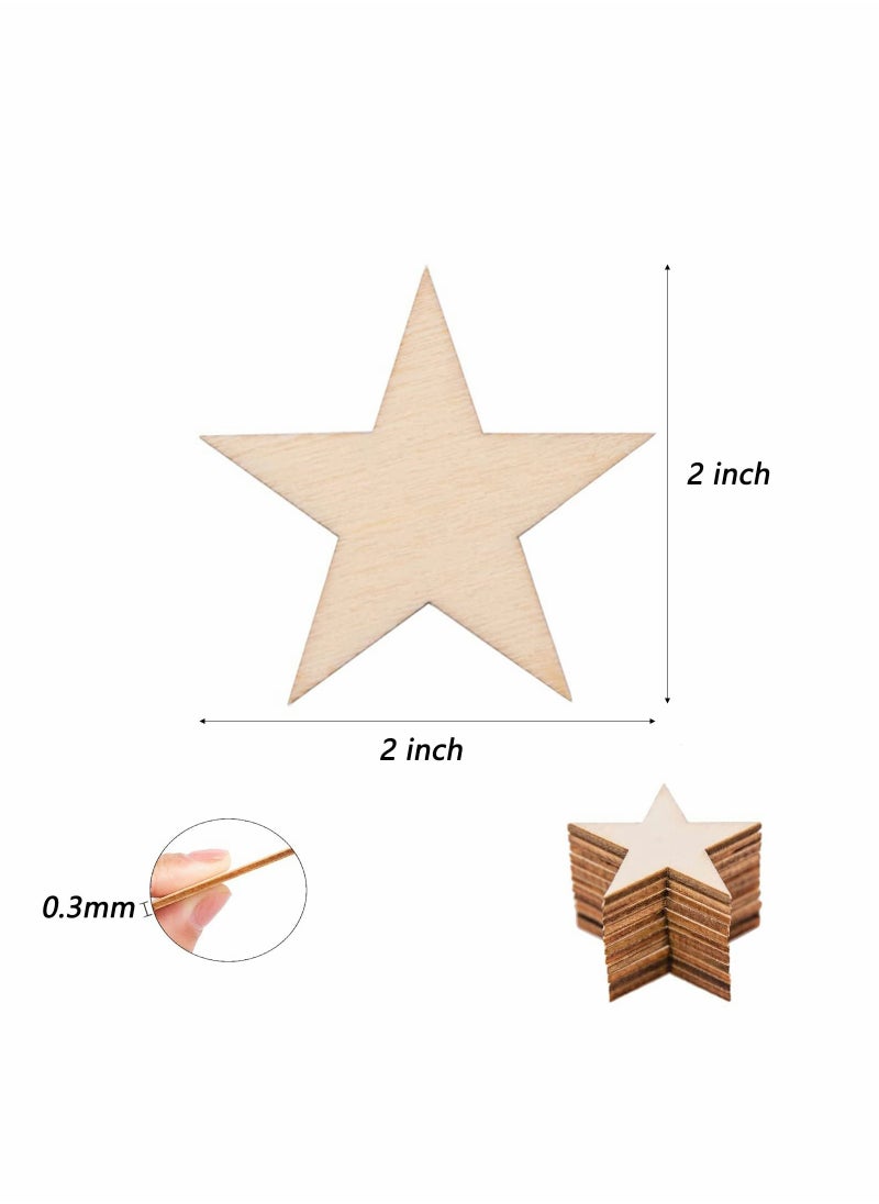 SYOSI - Unfinished Wood Craft Stars Natural Wooden Stars Craft Blanks Pentagram Wooden Star for Party and Crafts DIY Projects 2Inch - Image 1