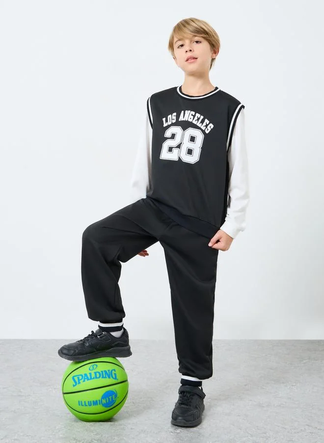 Styli Styli Black Graphic Print Sweatshirt and Joggers Set