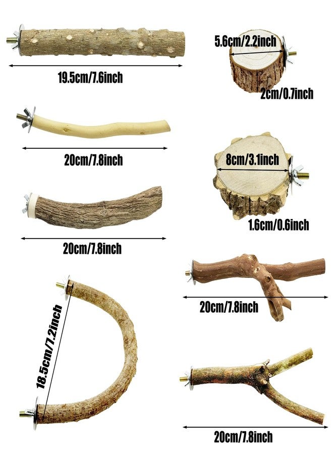 Allazone 8 PCS Natural Wood Bird Perch Set, U Shape, Forking, No Branch, O Shaped Platform, Suitable for Cockatiel, Cockatoo, Budgie, Parakeet, Conure, Macaw, Love Bird - Image 2