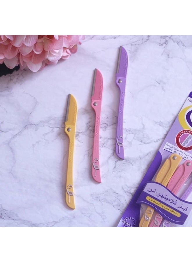 فيذر-فلامنجو طقم من 4 شفرات حواجب على شكل طائر الفلامنغو للنساء، لتشكيل الوجه وإزالة الشعر بدون ألم، شفرات آمنة للبشرة الحساسة - Image 3