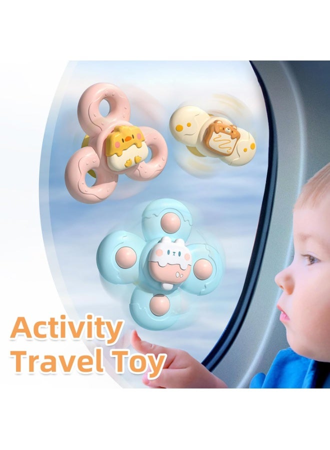 EHOME 3 Pcs Spinner Baby Bath Toys Strong Suction Cup for Window Dining Chairs 18 Moths Kids, Round Spinning Rattle Toddler Toy  - Image 2