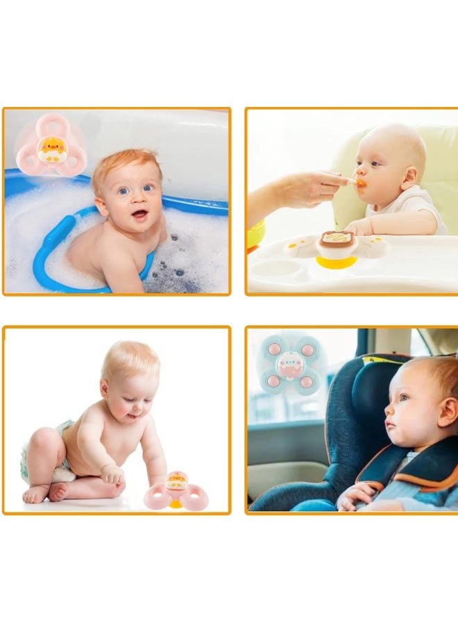 EHOME 3 Pcs Spinner Baby Bath Toys Strong Suction Cup for Window Dining Chairs 18 Moths Kids, Round Spinning Rattle Toddler Toy  - Image 3