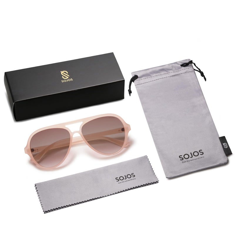 SOJOS Classic Polarized Aviator Sunglasses for Women Men, Retro Trendy Aviators Shades SJ2201, Pink/Light Brown - Image 5