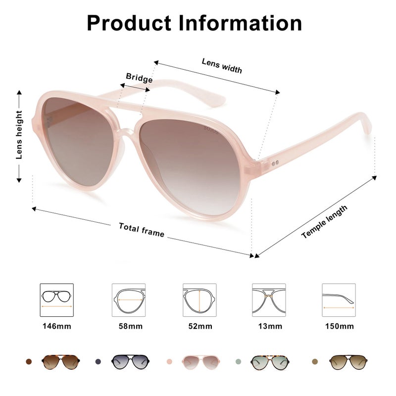 SOJOS Classic Polarized Aviator Sunglasses for Women Men, Retro Trendy Aviators Shades SJ2201, Pink/Light Brown - Image 4
