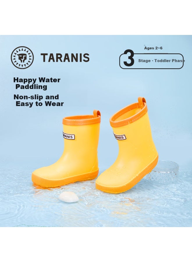 Taranis Kids Children's Rain Boots Waterproof Comfortable Boys Girls Toddler Rain Shoes Yellow Size 23