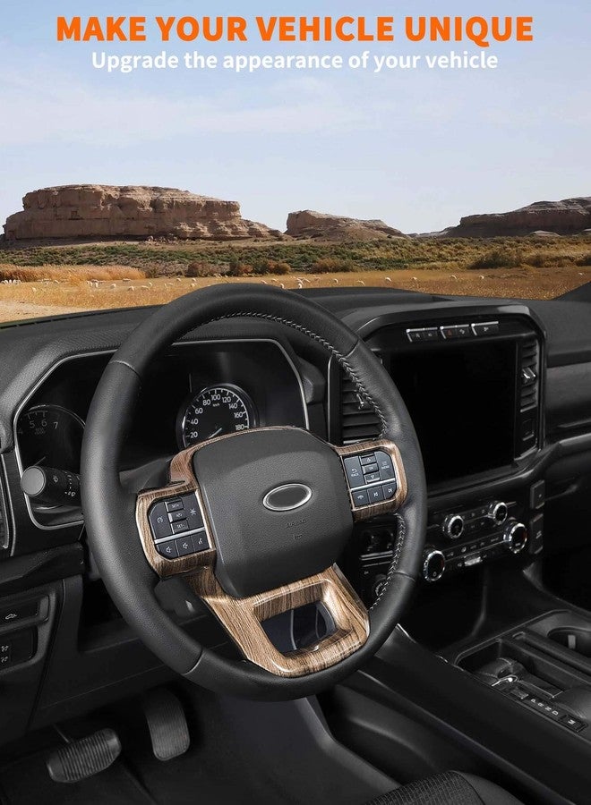 Savadicar Wood Grain Interior Accessories - Steering Wheel Trim Cover for Ford F150 (2021-present) - Premium Texture Interior Decor Upgrade Option, 1 PC - Image 2