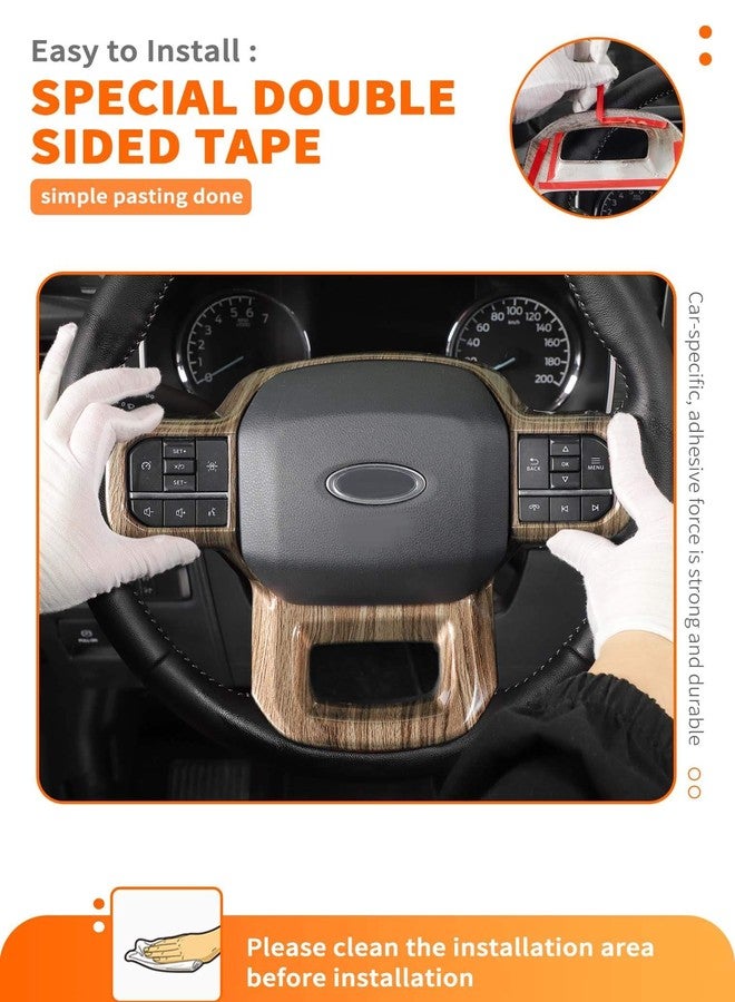 Savadicar Wood Grain Interior Accessories - Steering Wheel Trim Cover for Ford F150 (2021-present) - Premium Texture Interior Decor Upgrade Option, 1 PC - Image 4