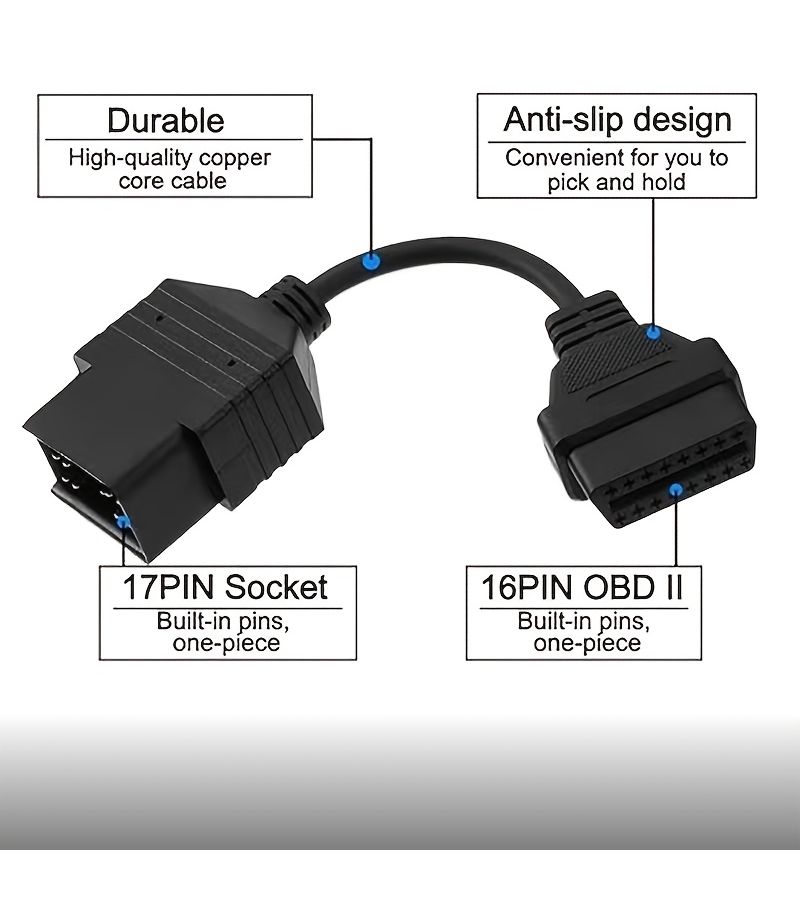 17 Pin to 16 Pin OBD2 Adapter Cable Black for Toyota Camry Corolla Highlander Prius - Image 4