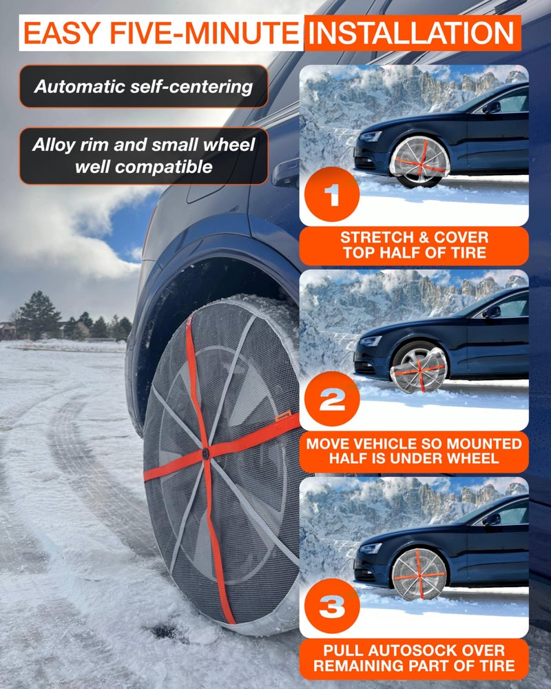 AutoSock for Passenger Vehicles HP685, Snow Socks for Tires, Pack of 2 - Image 5