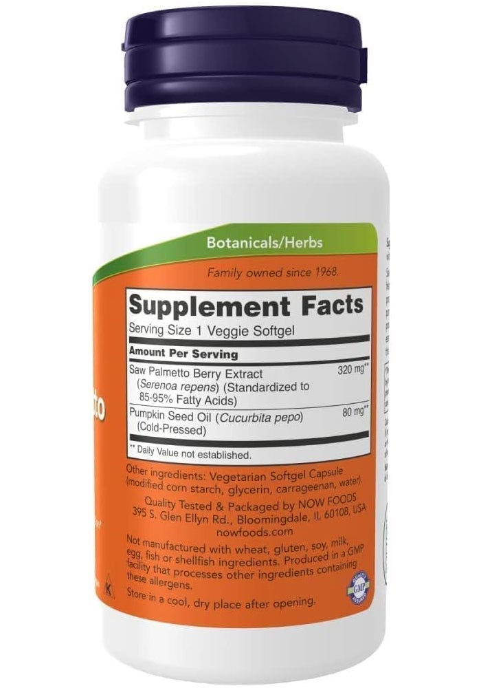 now مستخلص ساو بالميتو من ناو فودز، 320 ملغ 90 كبسولة نباتية - Image 2