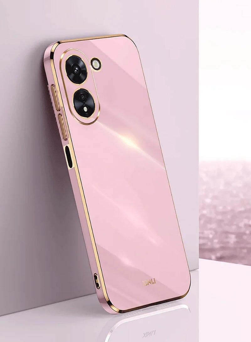 Compatible with Redmi A5 4G cover, smooth veneer gold plated chrome,Pink Thin and smooth shock-proof full protection Redmi A5 4G case -Pink - Image 1