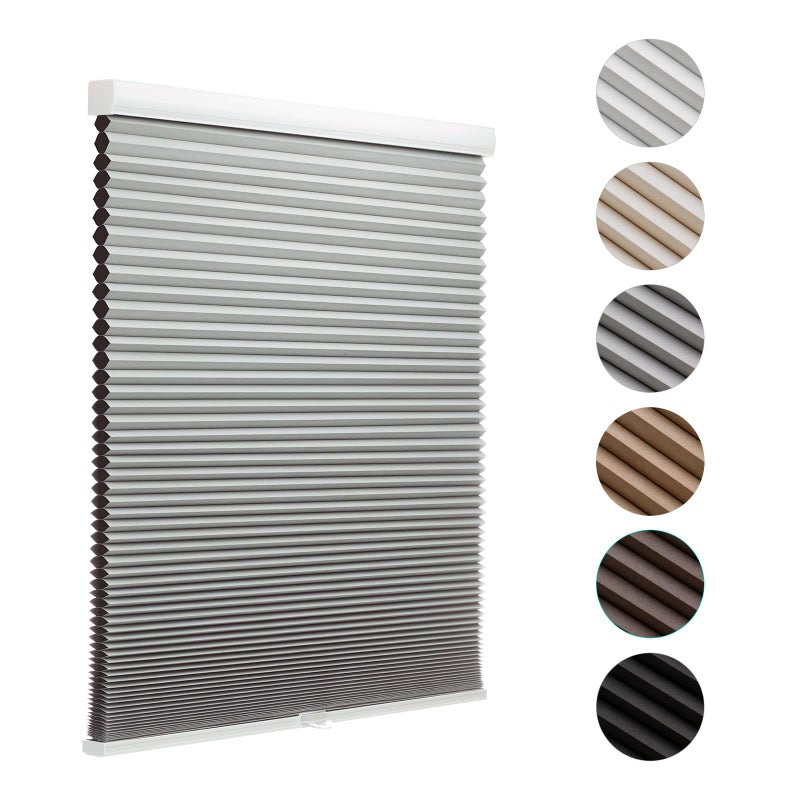 MYshade Blackout Cordless Cellular Shades Honeycomb Shade for Indoor Windows Room Darkening Blinds for Home Office Pull Down Window Shades Easy to Install 27 inch Wide H50 Grey Pleated Shade
