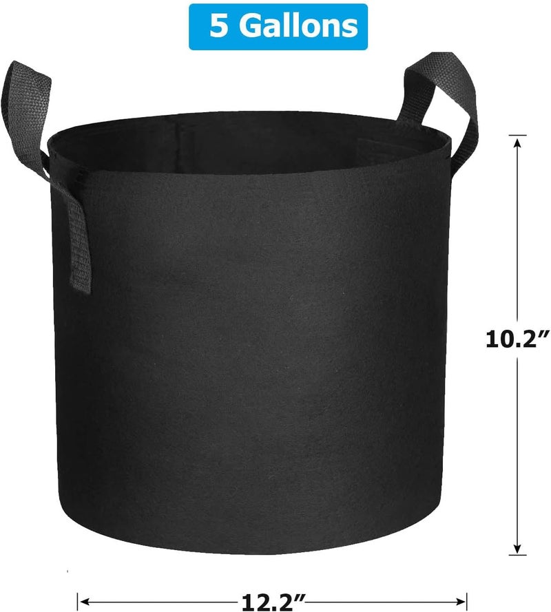 ADORMA 12 Packs 5 Gallon Grow Bags, Heavy Duty 300G Thickened Nonwoven Fabric Plant Pots with Handle - Image 2