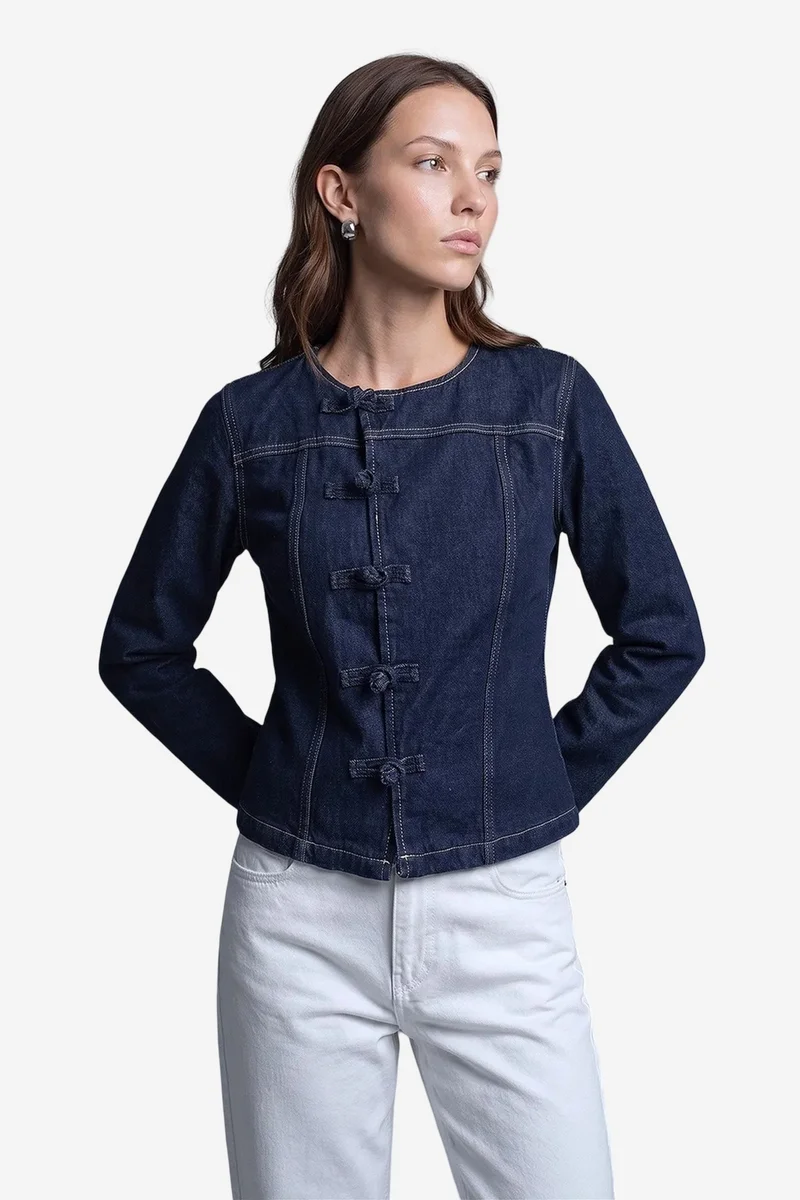 Dilvin Dark Blue Denim DILVIN Cotton Jacket for Women | Best Price UAE