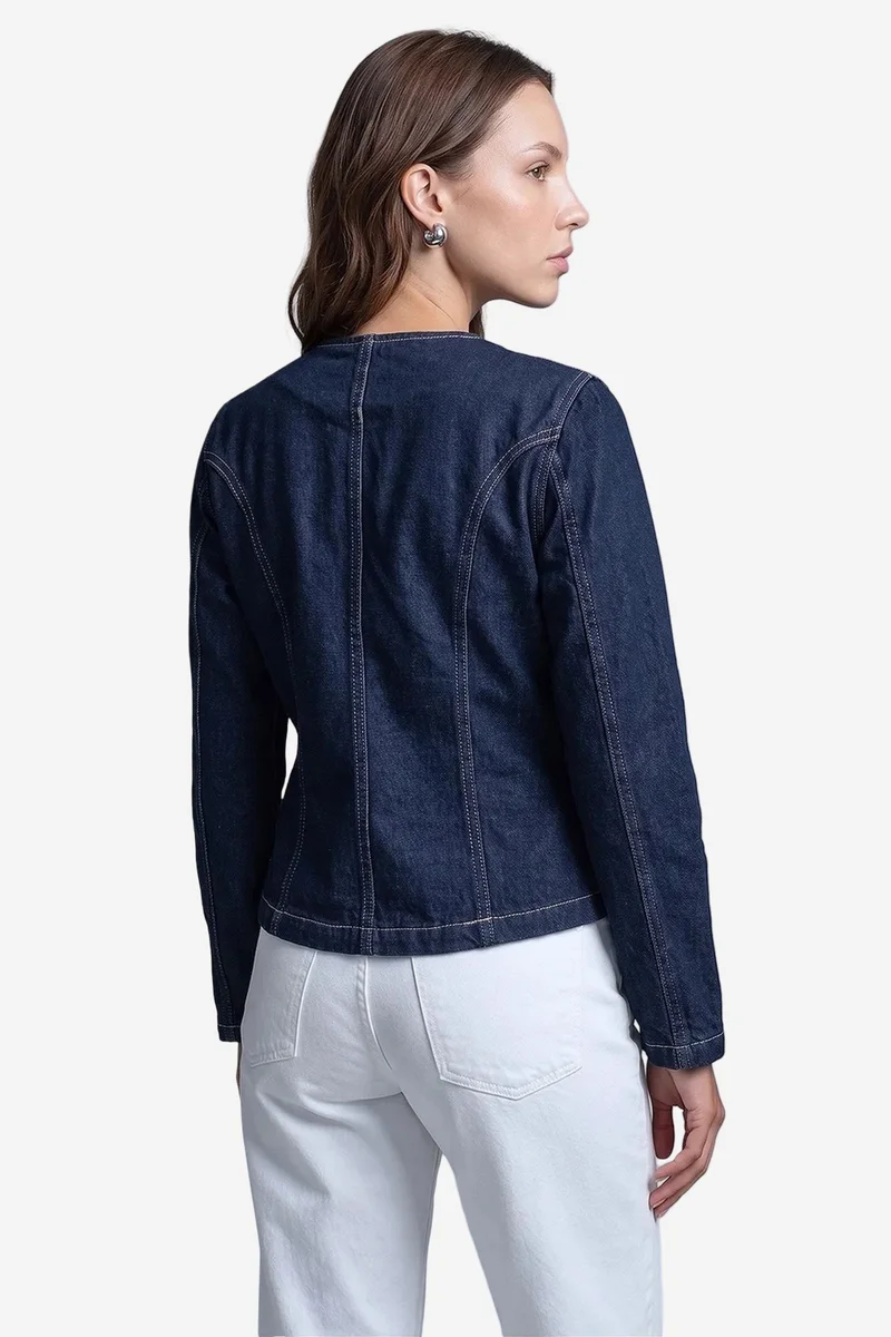 Dilvin Dark Blue Denim DILVIN Cotton Jacket for Women | Best Price UAE