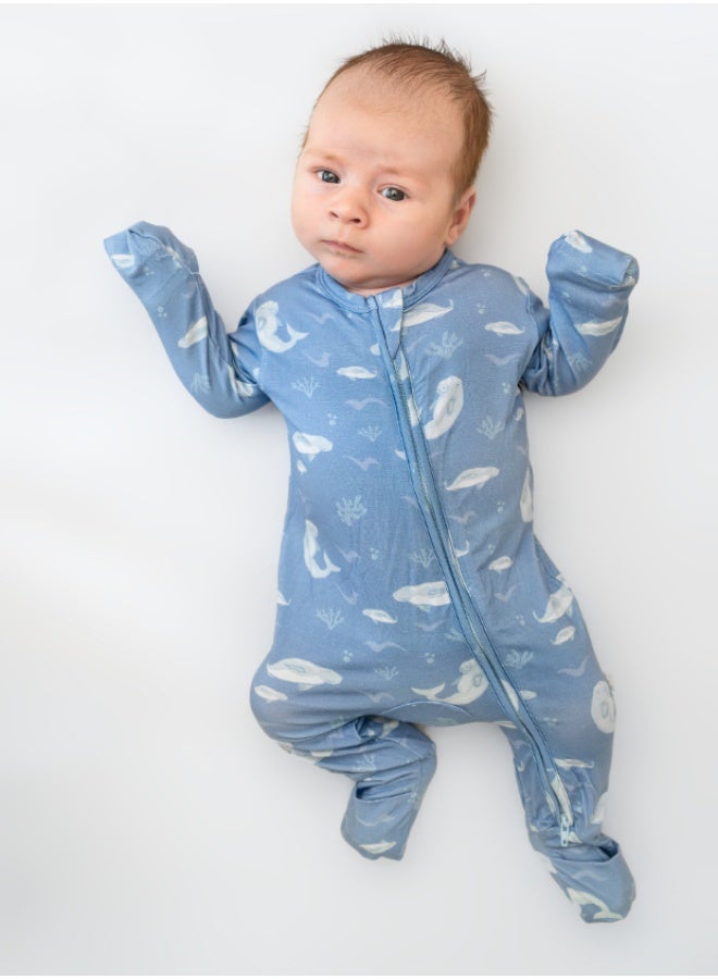 Hushabye – Zippered Baby Sleepsuit – Bamboo – Dugong - Image 1