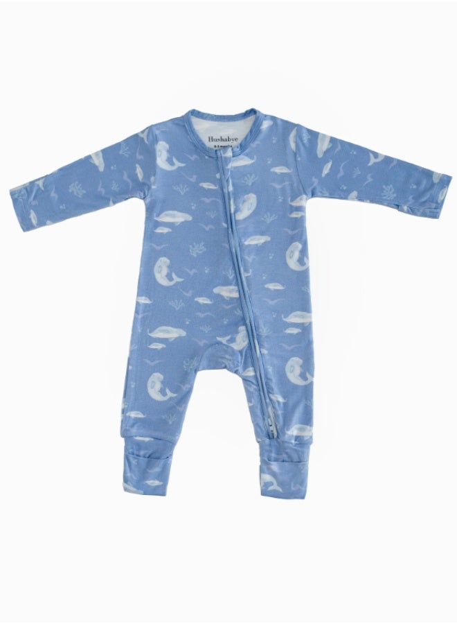 Hushabye – Zippered Baby Sleepsuit – Bamboo – Dugong - Image 2