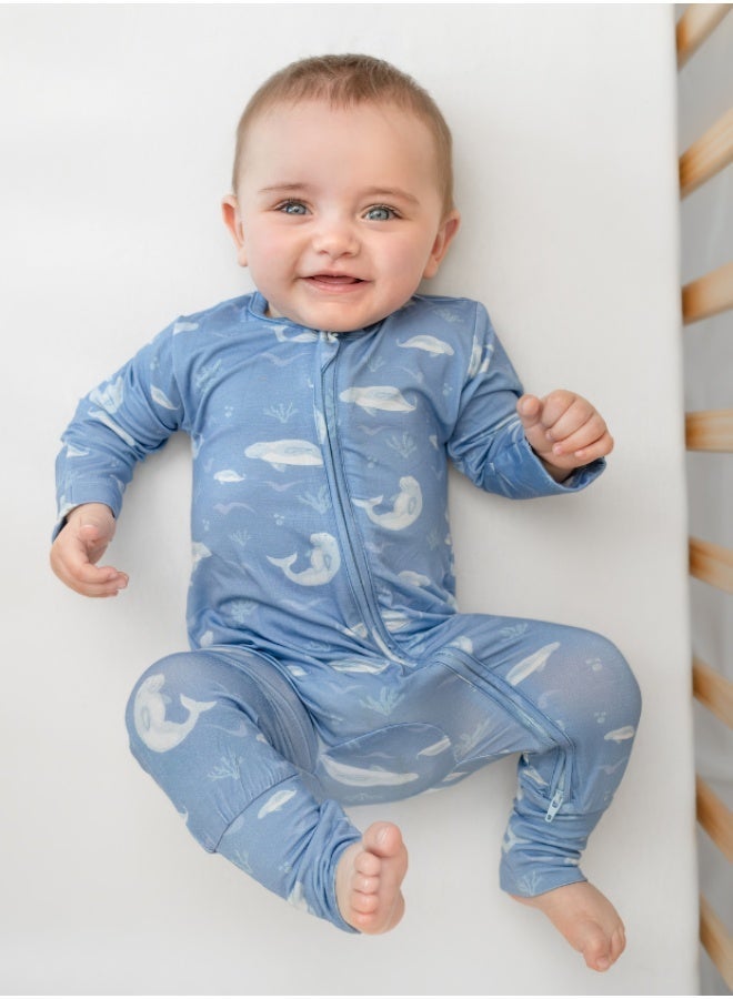 Hushabye – Zippered Baby Sleepsuit – Bamboo – Dugong - Image 3