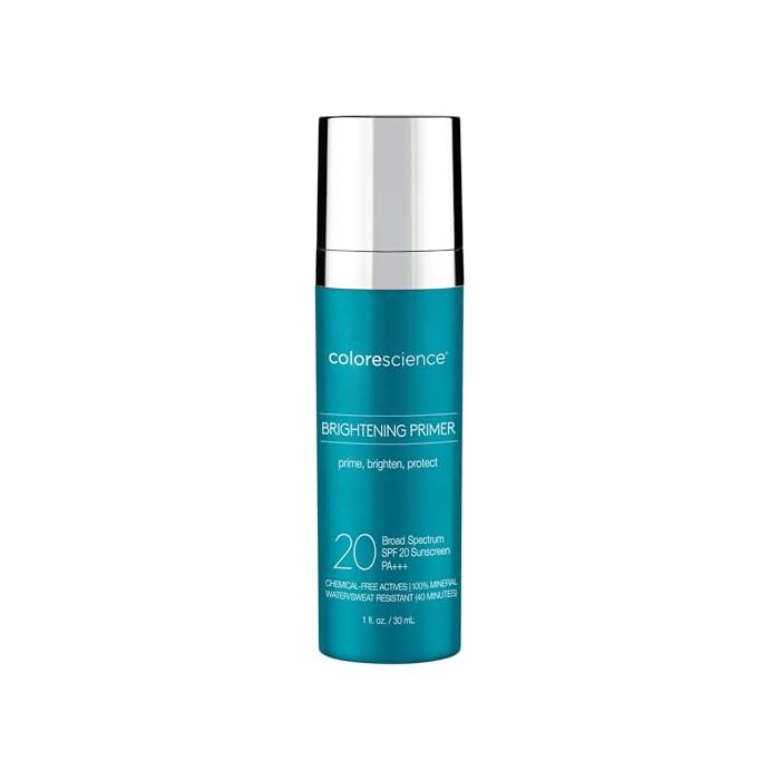 Colorescience Brightening Primer SPF 20, Water Resistant Mineral Sunscreen, Unscented, 1 Fl Oz (Pack of 1)
