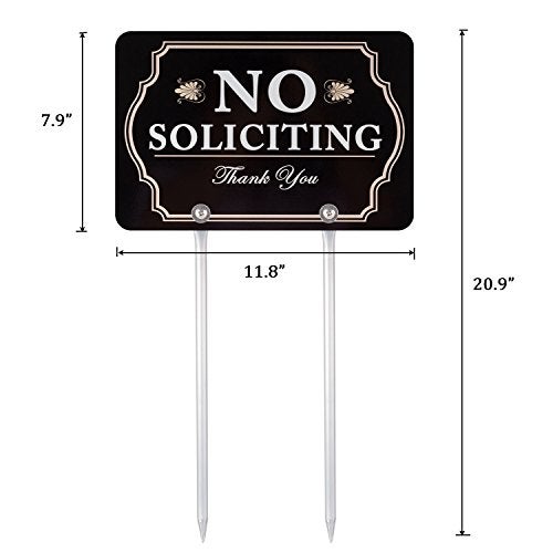 Kichwit No Soliciting Sign for House with Stakes, 12 x 8 Inch/21 Inch High, Aluminum Yard Sign for Home, No Solicitors Sign for Front Door - Image 4