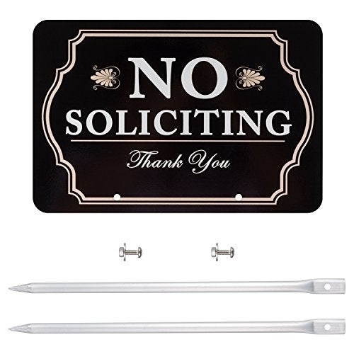 Kichwit No Soliciting Sign for House with Stakes, 12 x 8 Inch/21 Inch High, Aluminum Yard Sign for Home, No Solicitors Sign for Front Door - Image 5